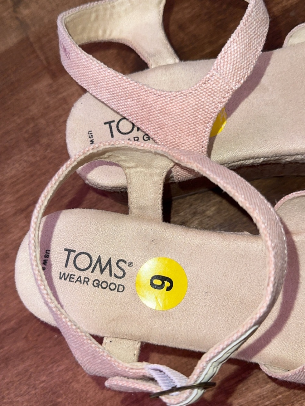 Toms Blush Pink Cork Platform Sandals with Ankle Buckle - Picture 3 of 4